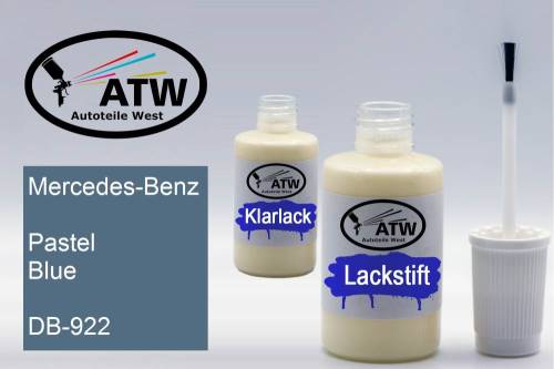 Mercedes-Benz, Pastel Blue, DB-922: 20ml Lackstift + 20ml Klarlack - Set, von ATW Autoteile West.